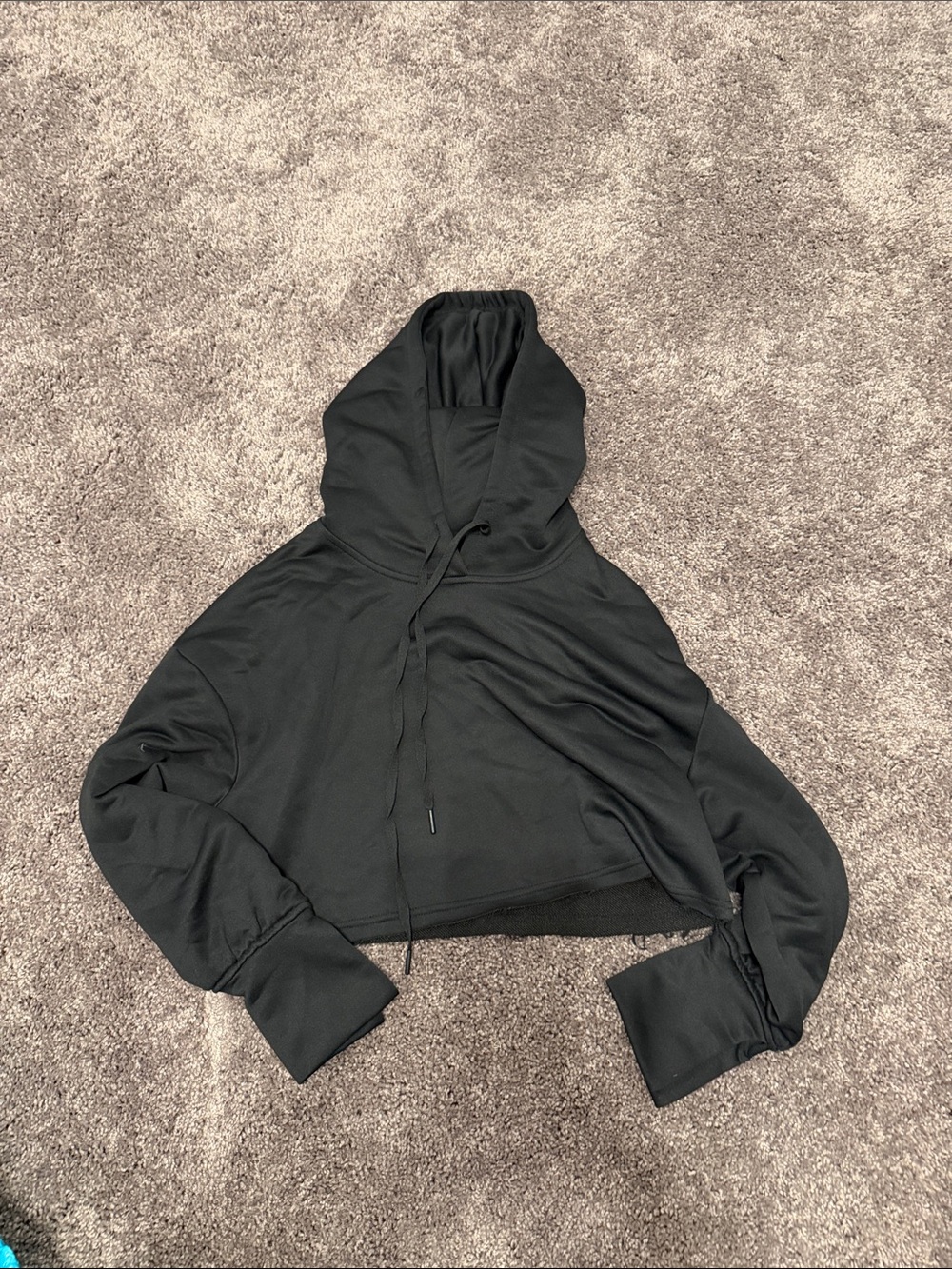 SHEIN Black Cropped Hoodie Sweatshirt